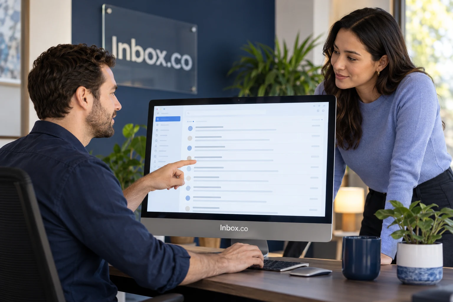 A founder reviewing commitments with a colleague